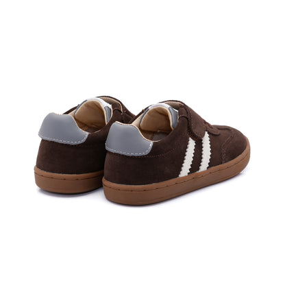 Old Soles 1083 Ace Runner kids leather sneaker in Chocolate with sporty detail