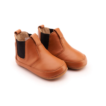 Old Soles 188R Bambini Local baby leather shoe in Tan and Black with classic detail