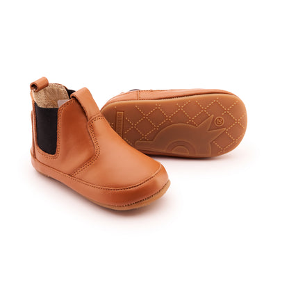 Old Soles 188R Bambini Local baby leather shoe in Tan and Black with classic detail