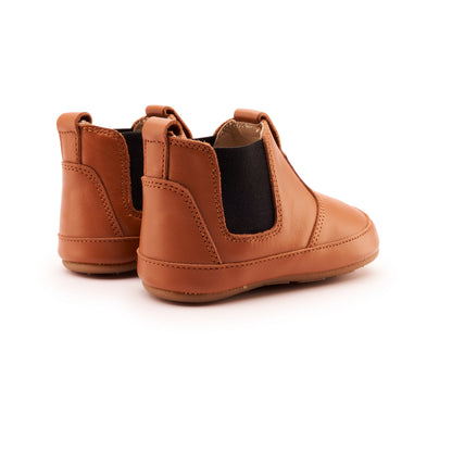 Old Soles 188R Bambini Local baby leather shoe in Tan and Black with classic detail