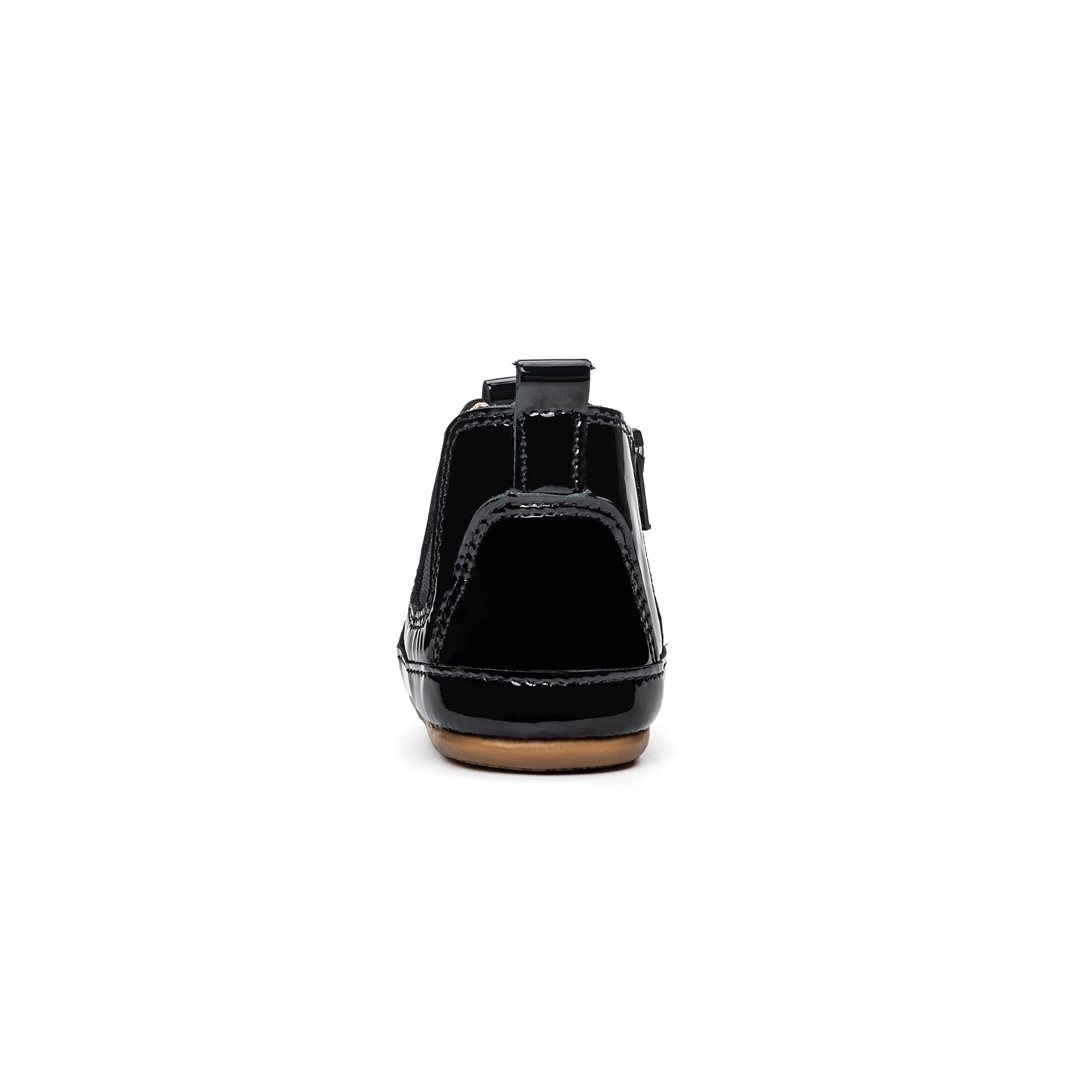 Old Soles 188R Bambini Local baby leather shoe in Black Patent and Black with classic detail