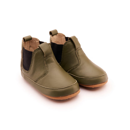 Old Soles 188R Bambini Local baby leather shoe in Militare and Black with classic detail