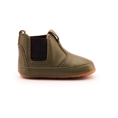 Old Soles 188R Bambini Local baby leather shoe in Militare and Black with classic detail