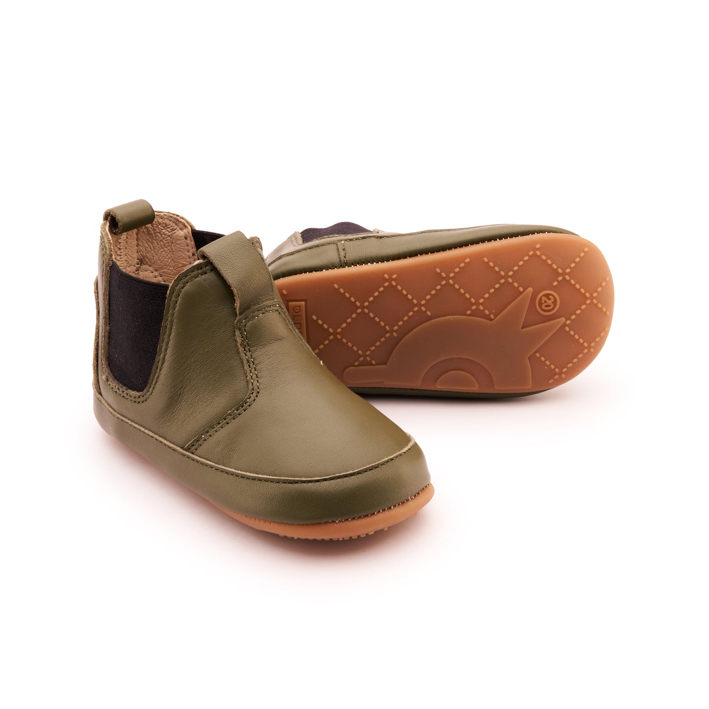 Old Soles 188R Bambini Local baby leather shoe in Militare and Black with classic detail