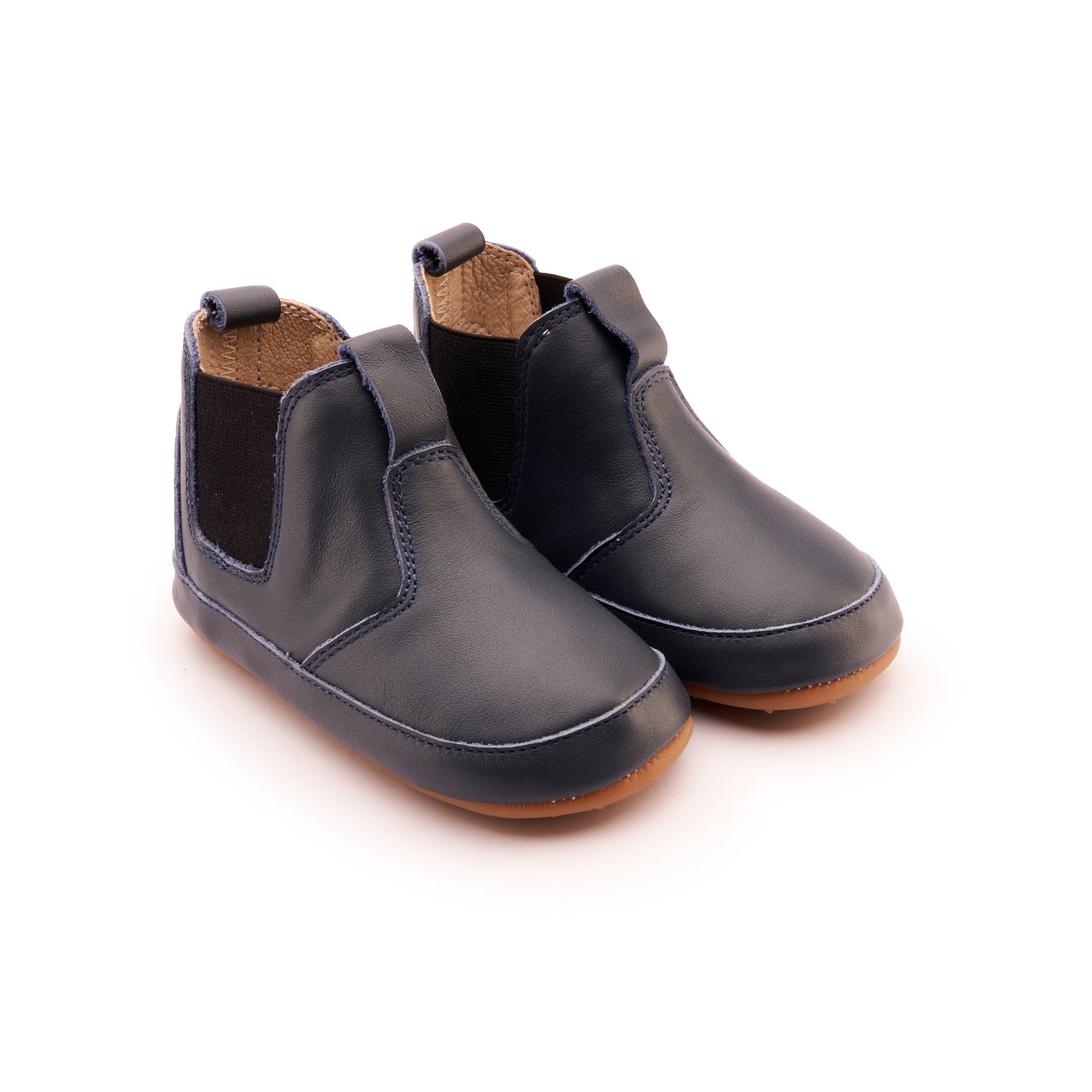 Old Soles 188R Bambini Local baby leather shoe in Navy and Black with classic detail