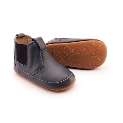 Old Soles 188R Bambini Local baby leather shoe in Navy and Black with classic detail