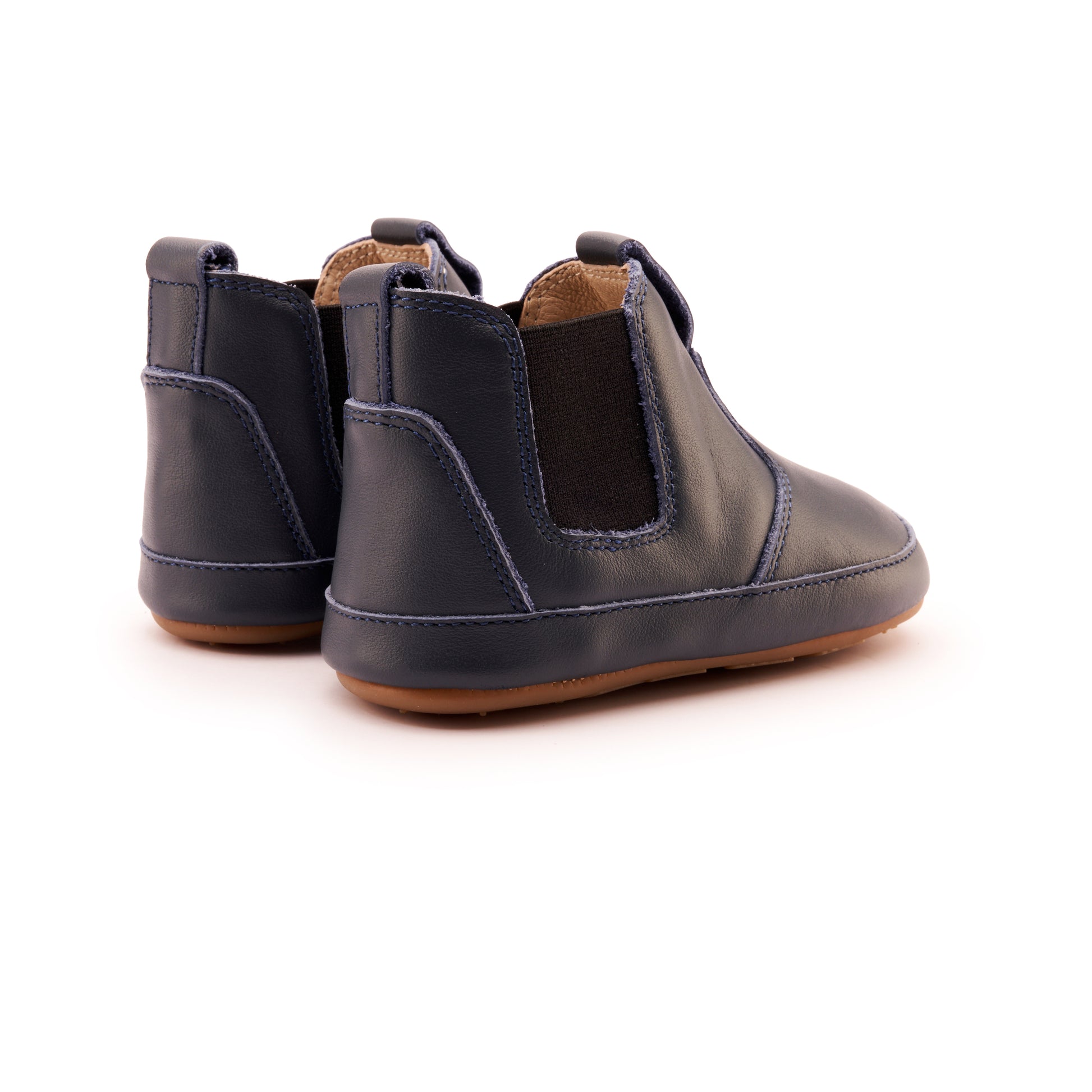 Old Soles 188R Bambini Local baby leather shoe in Navy and Black with classic detail