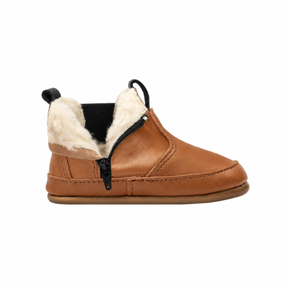 Old Soles 188R Bambini Local baby leather shoe in Tan and Fur with classic detail