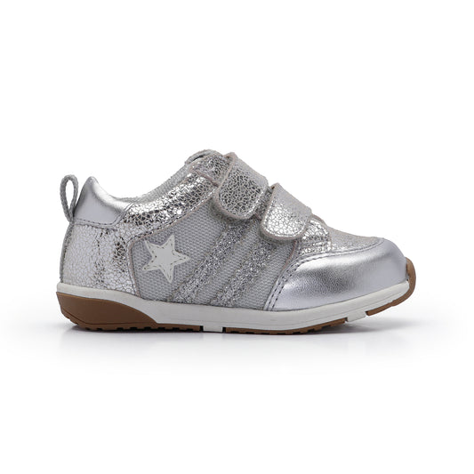 Old Soles 2116 Field Squad kids leather sneaker in Silver Crackle with sporty detail