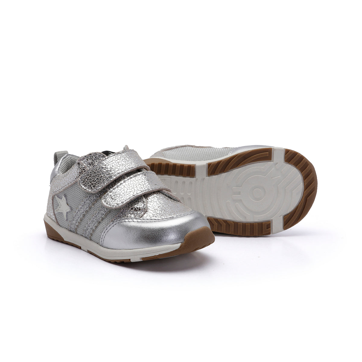 Old Soles 2116 Field Squad kids leather sneaker in Silver Crackle with sporty detail