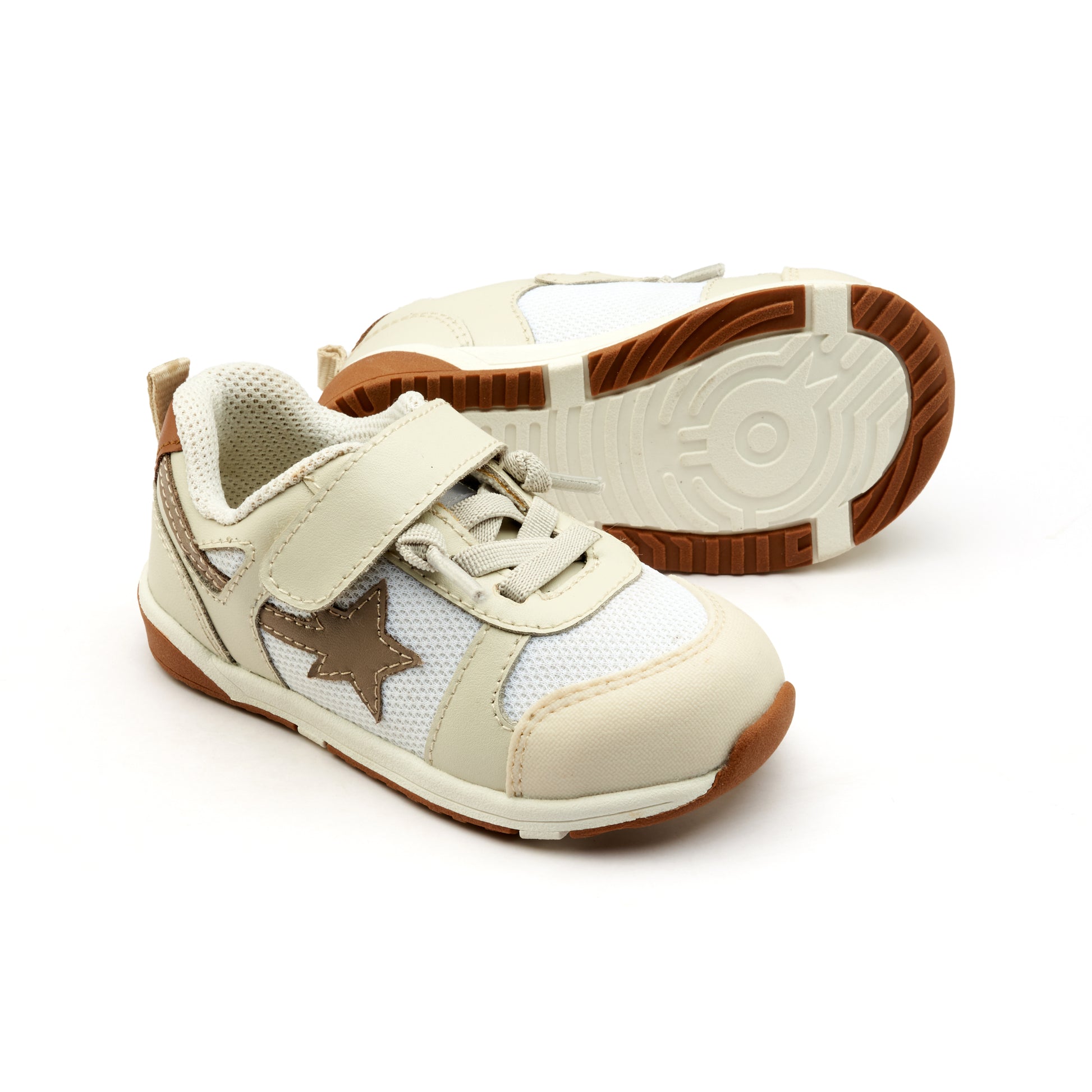 Old Soles 2119 Sport Star kids leather sneaker in Sporco and Tan and Taupe with star detail