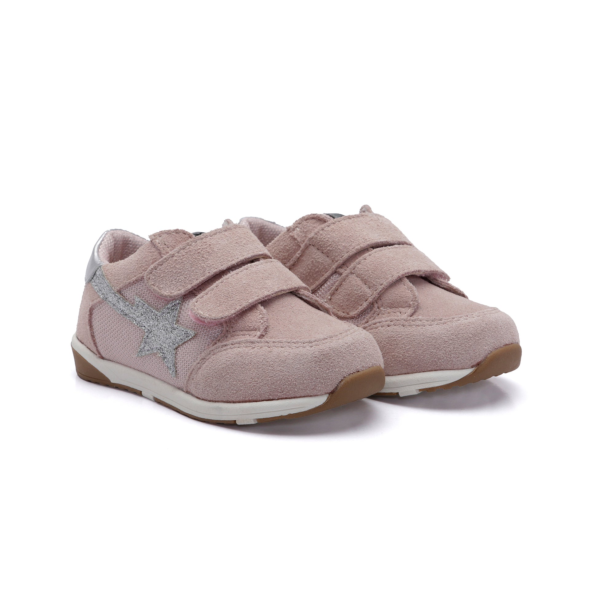 Old Soles 2122 Star Track kids leather sneaker in Chalk Pink Suede with star detail