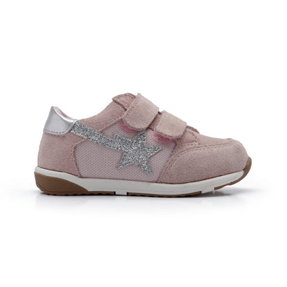 Old Soles 2122 Star Track kids leather sneaker in Chalk Pink Suede with star detail