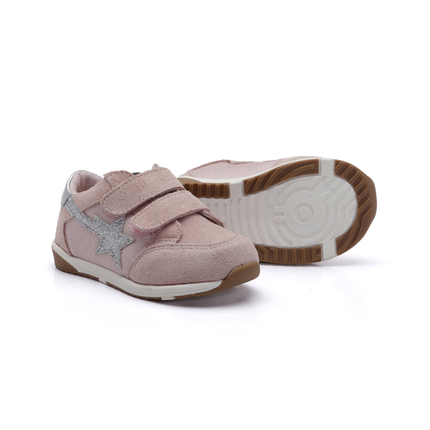 Old Soles 2122 Star Track kids leather sneaker in Chalk Pink Suede with star detail