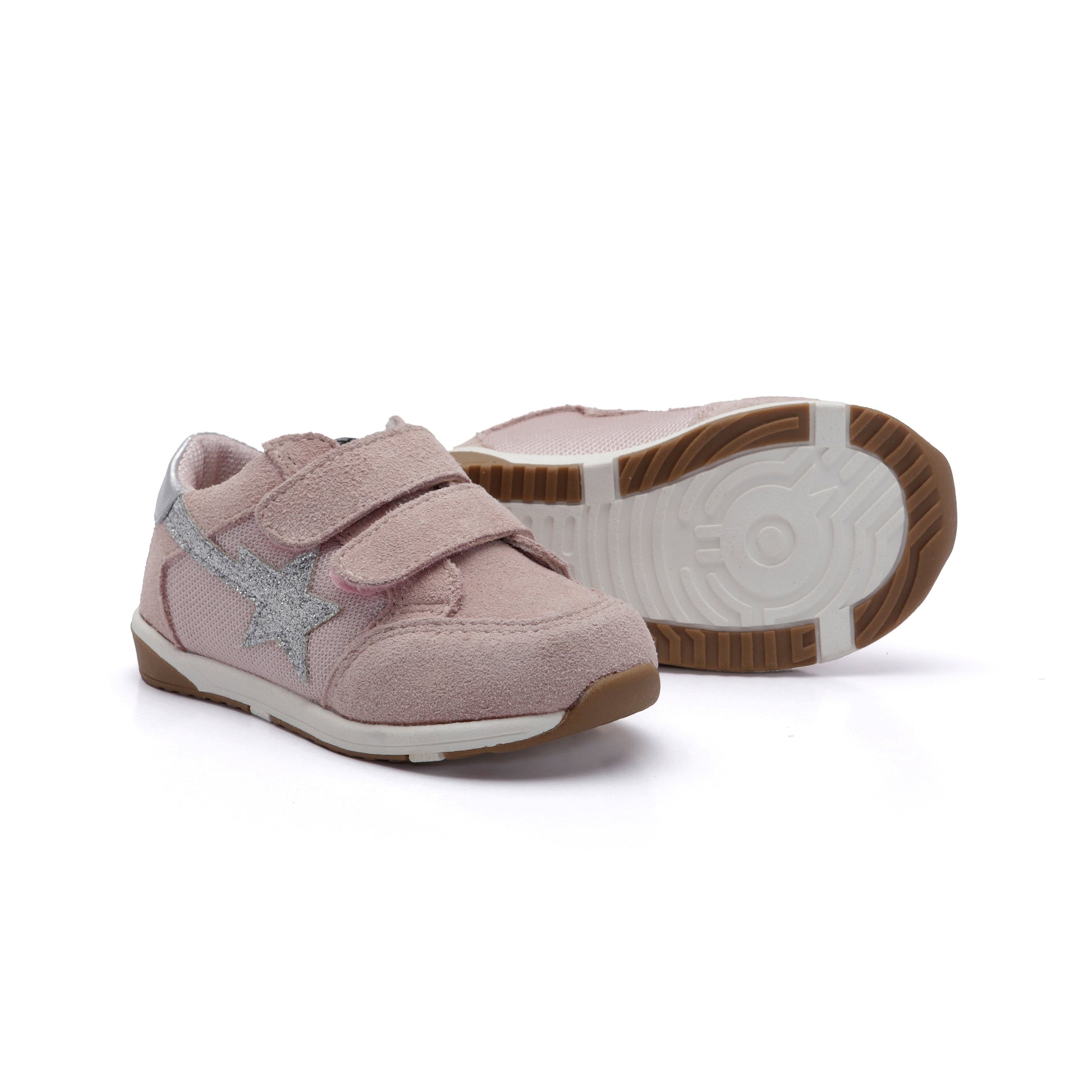 Old Soles 2122 Star Track kids leather sneaker in Chalk Pink Suede with star detail