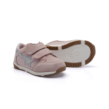 Old Soles 2122 Star Track kids leather sneaker in Chalk Pink Suede with star detail