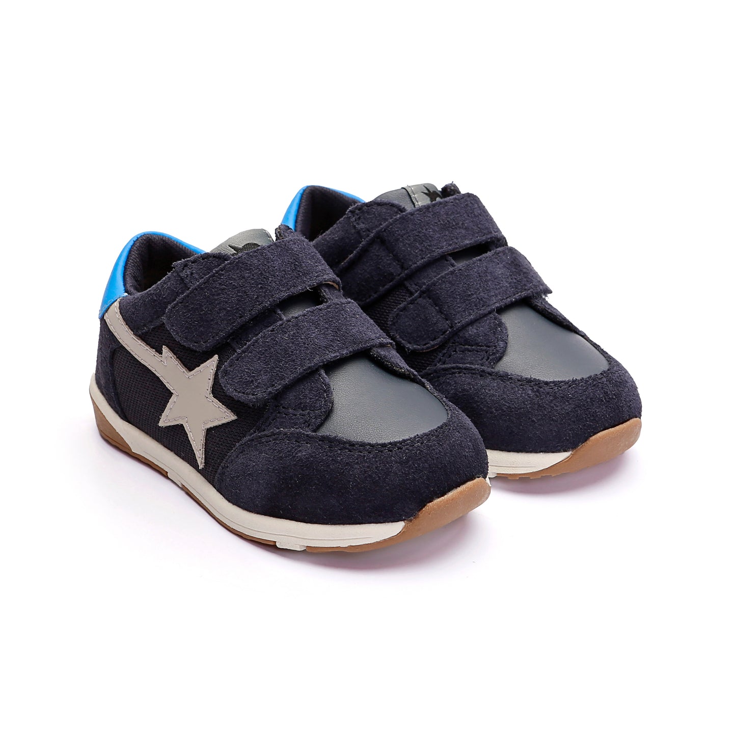 Old Soles 2122 Star Track kids leather sneaker in Navy Suede with star detail