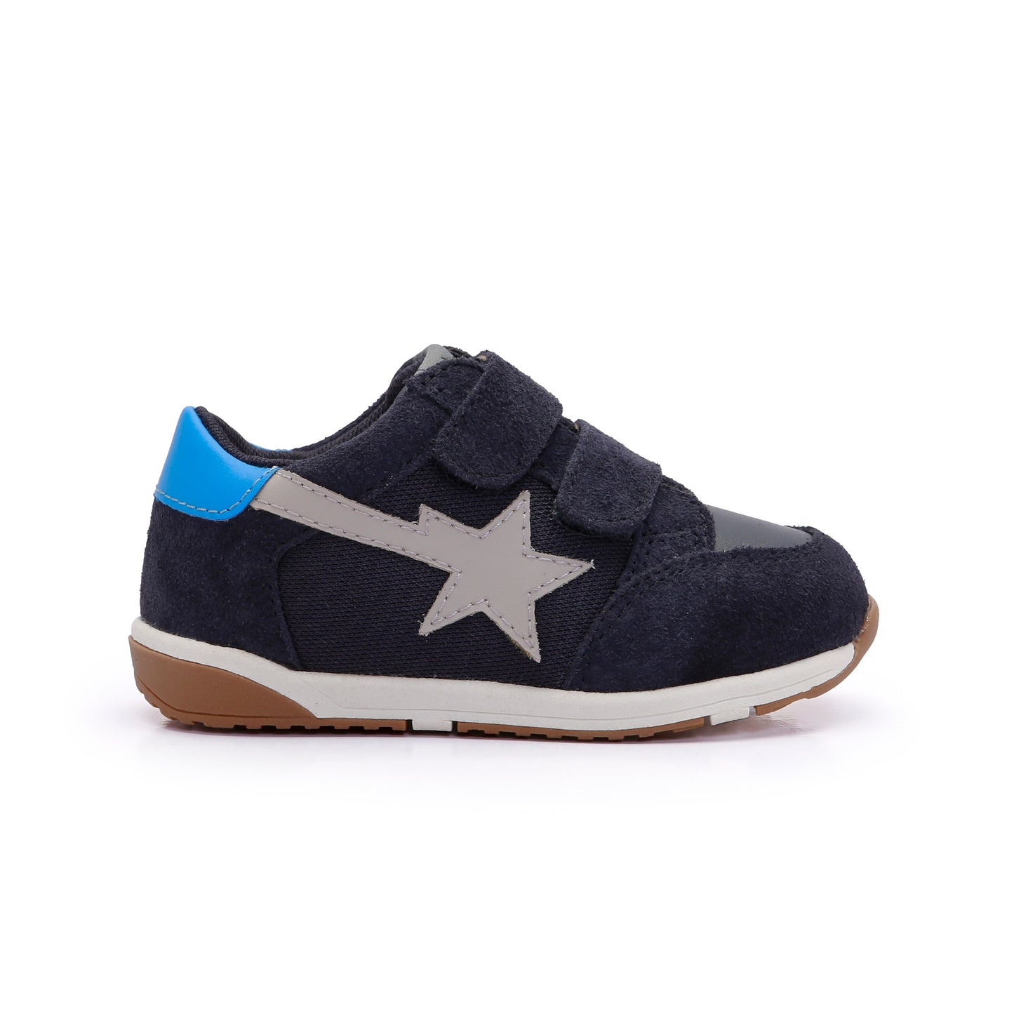 Old Soles 2122 Star Track kids leather sneaker in Navy Suede with star detail