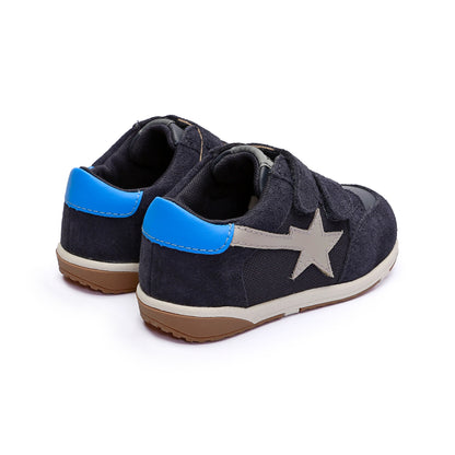 Old Soles 2122 Star Track kids leather sneaker in Navy Suede with star detail