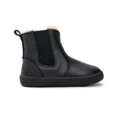 Old Soles 315 Rider Boot kids leather boot in Black and Fur with classic detail