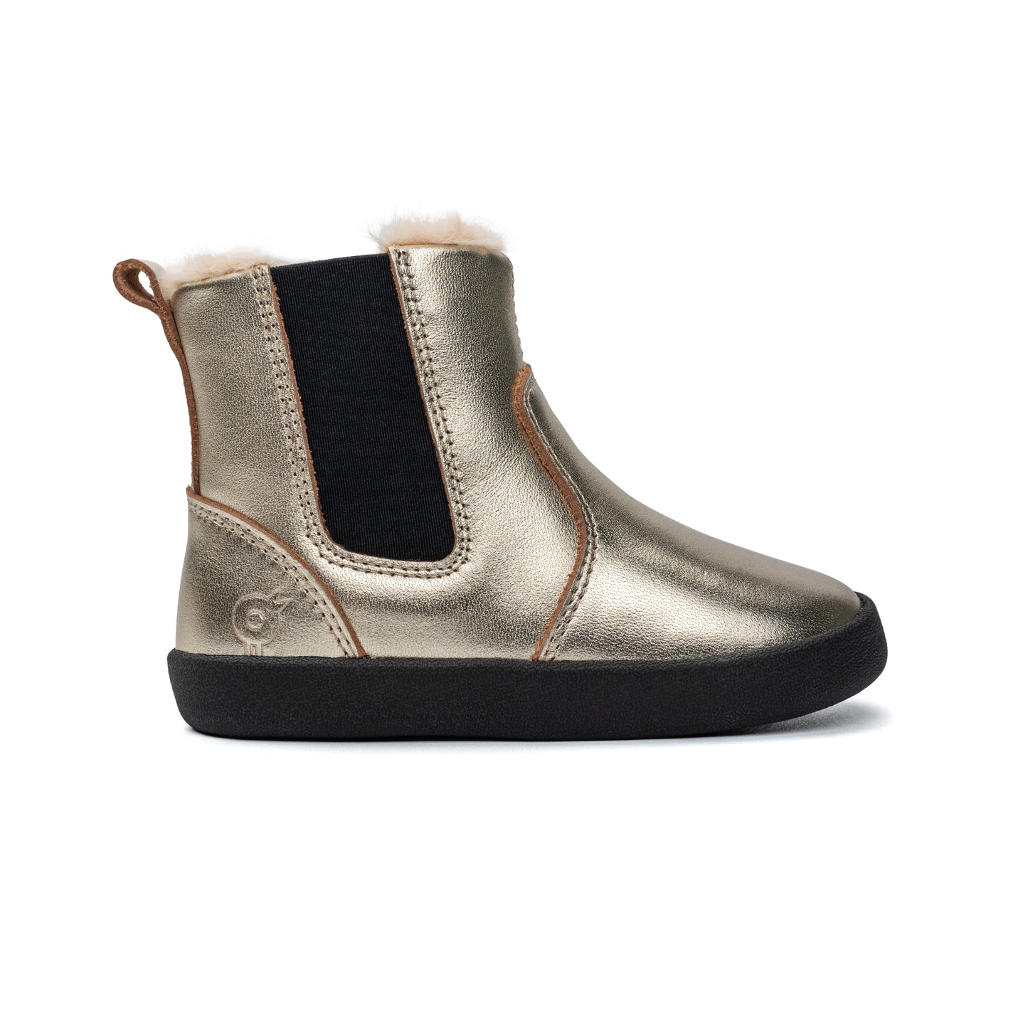 Old Soles 315 Rider Boot kids leather boot in Gold and Fur with classic detail