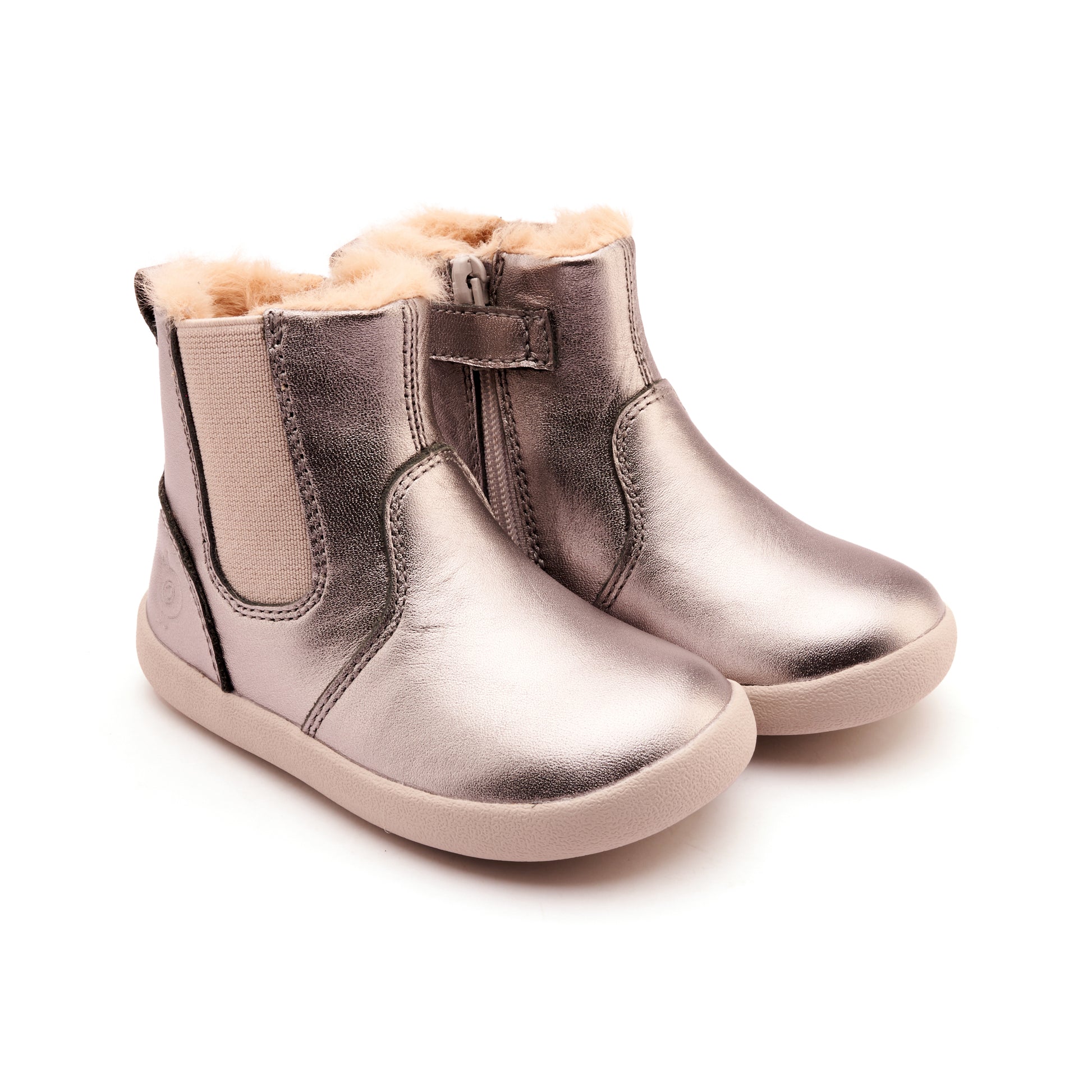 Old Soles 315 Rider Boot kids leather boot in Rich Silver with classic detail