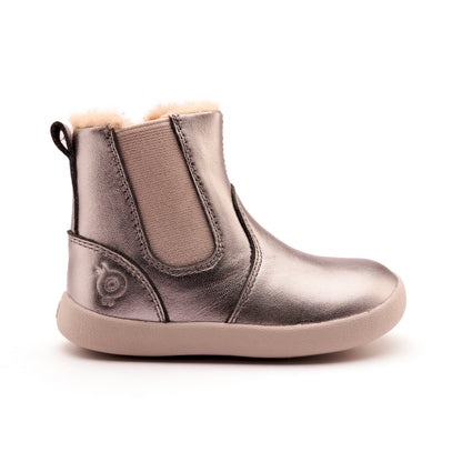 Old Soles 315 Rider Boot kids leather boot in Rich Silver with classic detail