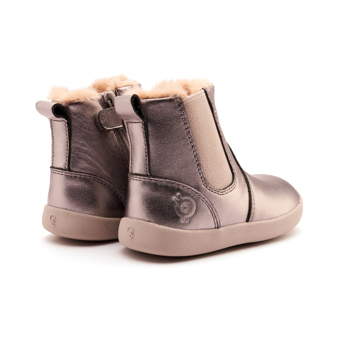 Old Soles 315 Rider Boot kids leather boot in Rich Silver with classic detail