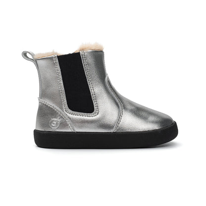 Old Soles 315 Rider Boot kids leather boot in Silver and Fur with classic detail