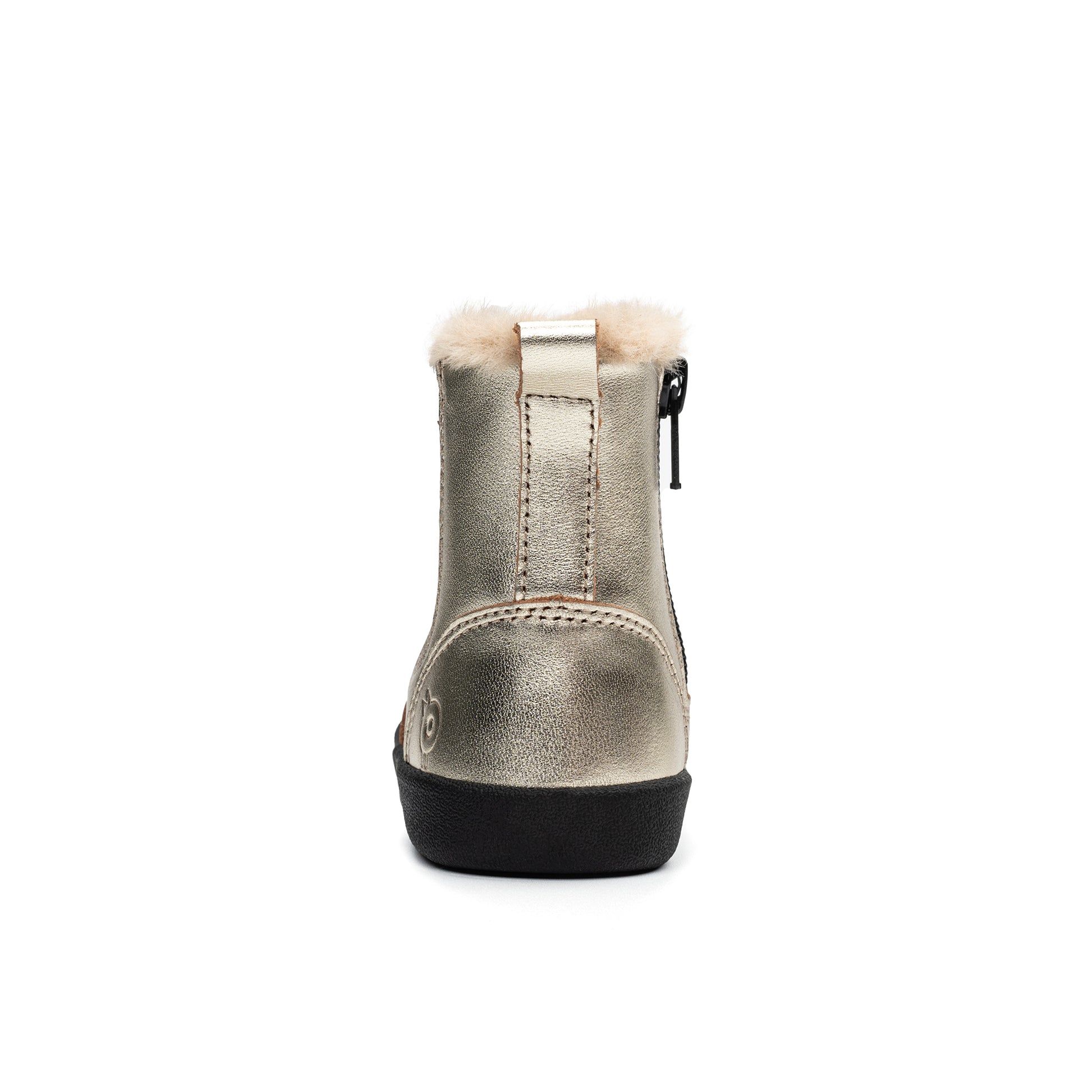 Old Soles 376 Star Rider kids leather boot in Gold and Fur with star detail