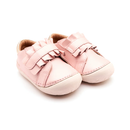 Old Soles 4052 Frilly Pave kids leather shoe in Nacardo Dalia, Gold, and White Sole with pave detail
