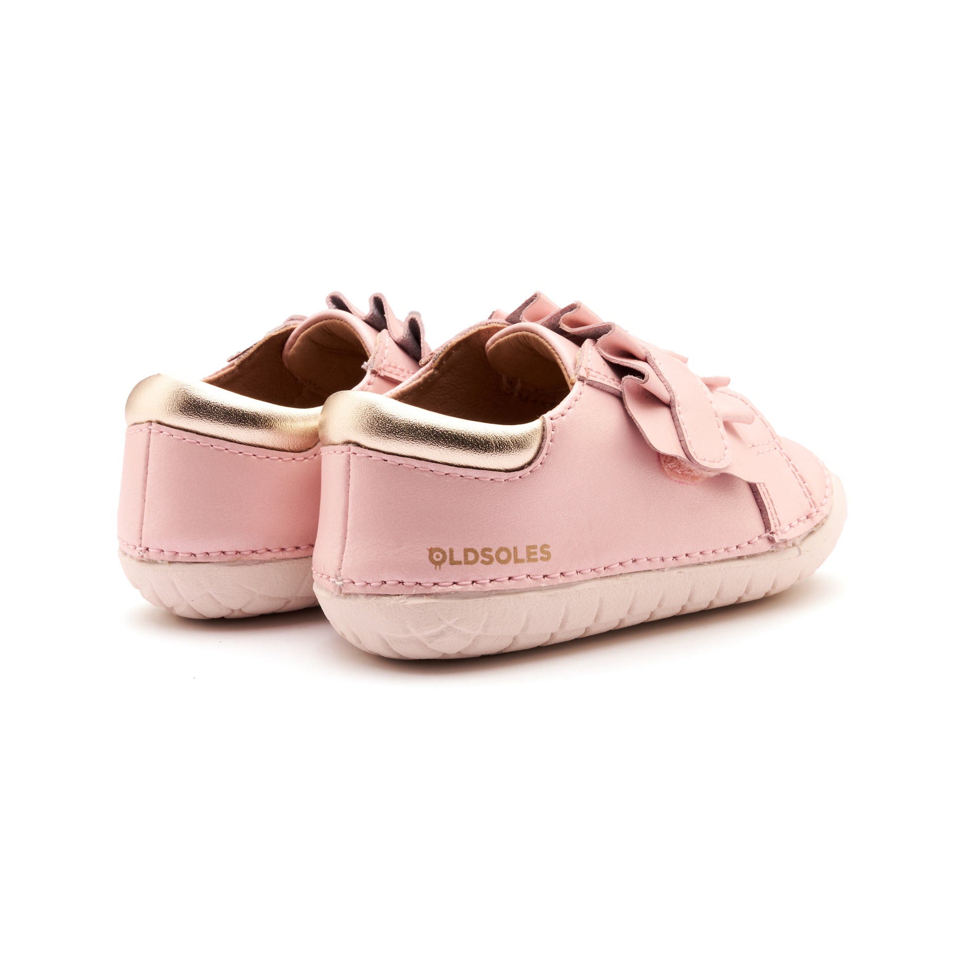 Old Soles 4052 Frilly Pave kids leather shoe in Nacardo Dalia, Gold, and White Sole with pave detail