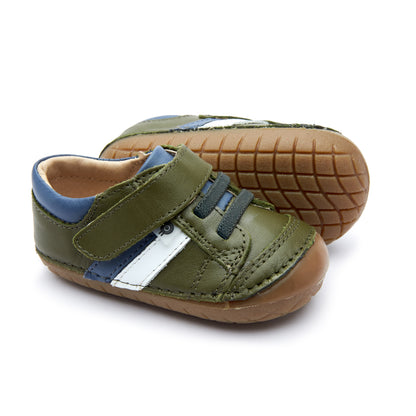 Old Soles 4067 Shield Pave kids leather shoe in Militare, Petrol, and Snow with pave detail