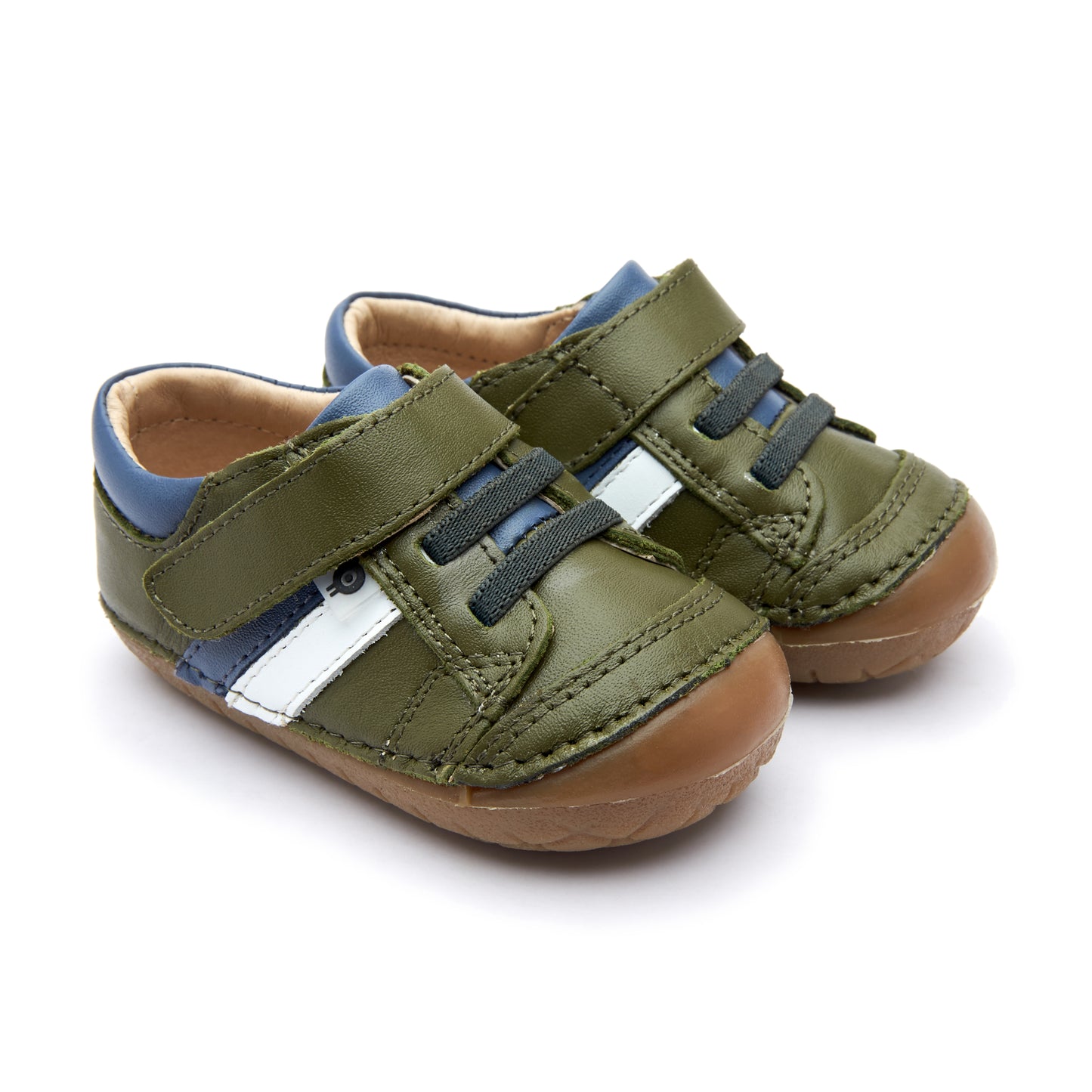 Old Soles 4067 Shield Pave kids leather shoe in Militare, Petrol, and Snow with pave detail