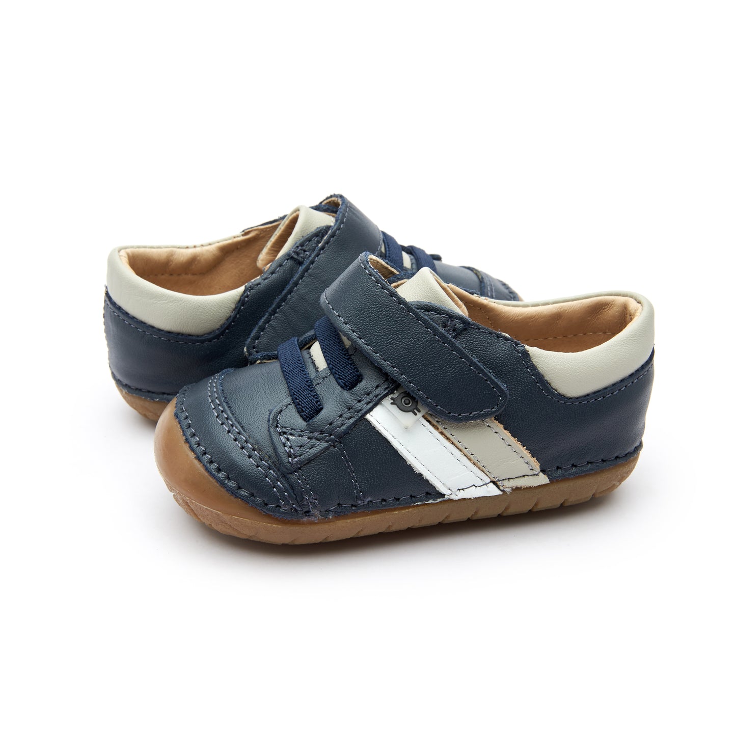 Old Soles 4067 Shield Pave kids leather shoe in Navy, Gris, and Snow with pave detail