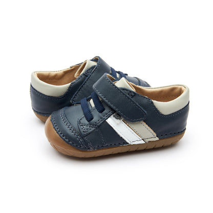 Old Soles 4067 Shield Pave kids leather shoe in Navy, Gris, and Snow with pave detail