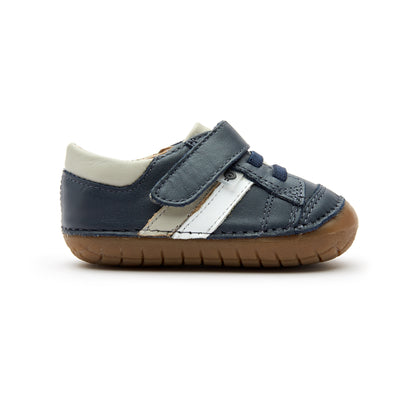 Old Soles 4067 Shield Pave kids leather shoe in Navy, Gris, and Snow with pave detail