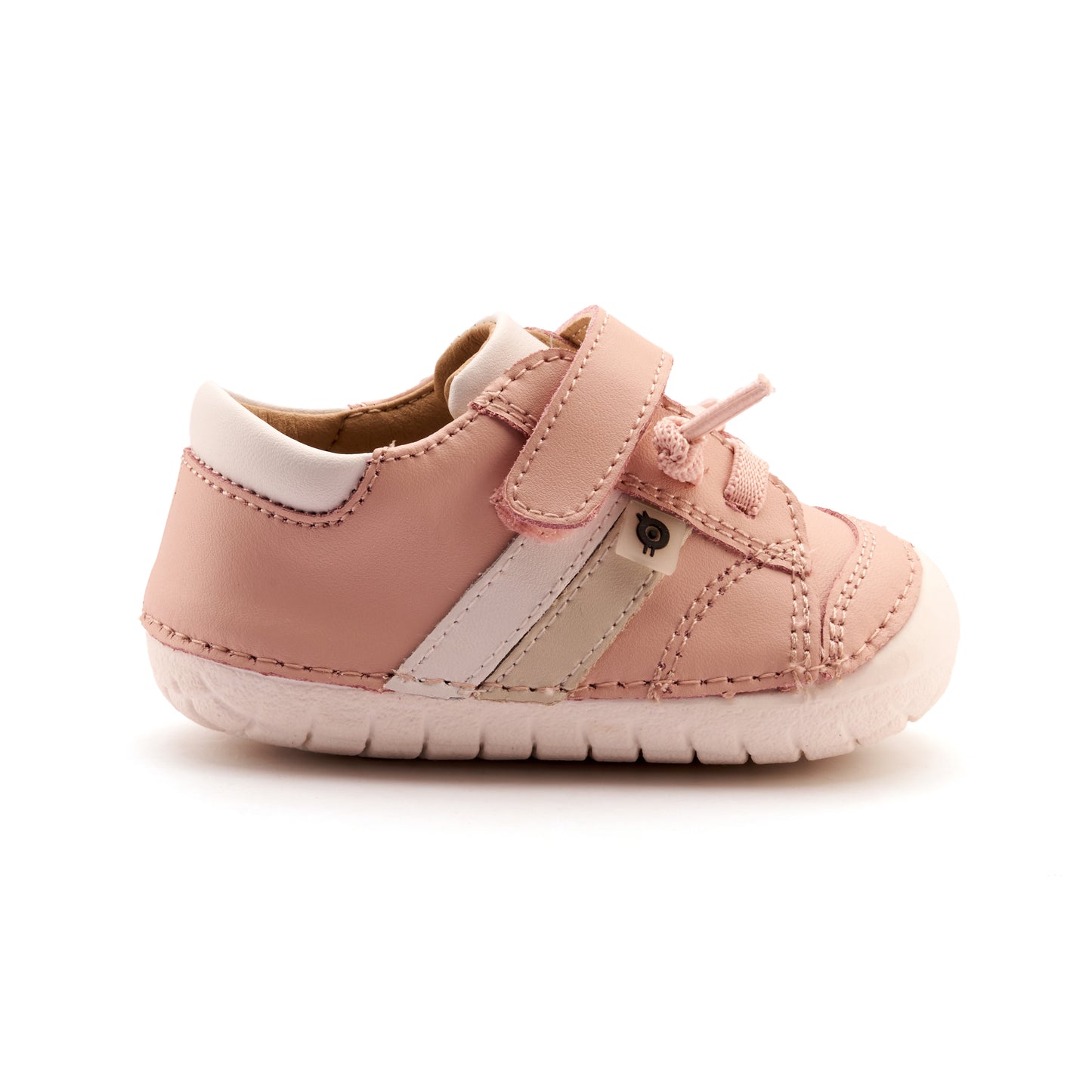 Old Soles 4067 Shield Pave kids leather shoe in Powder Pink, Sporco, and Snow with pave detail
