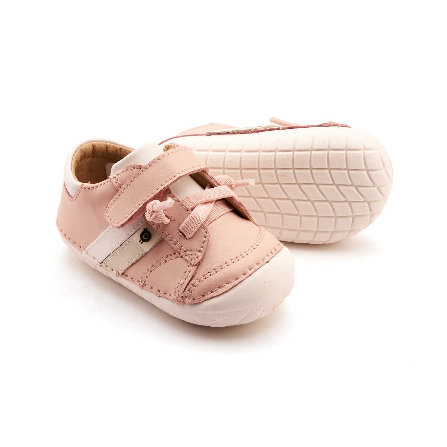 Old Soles 4067 Shield Pave kids leather shoe in Powder Pink, Sporco, and Snow with pave detail