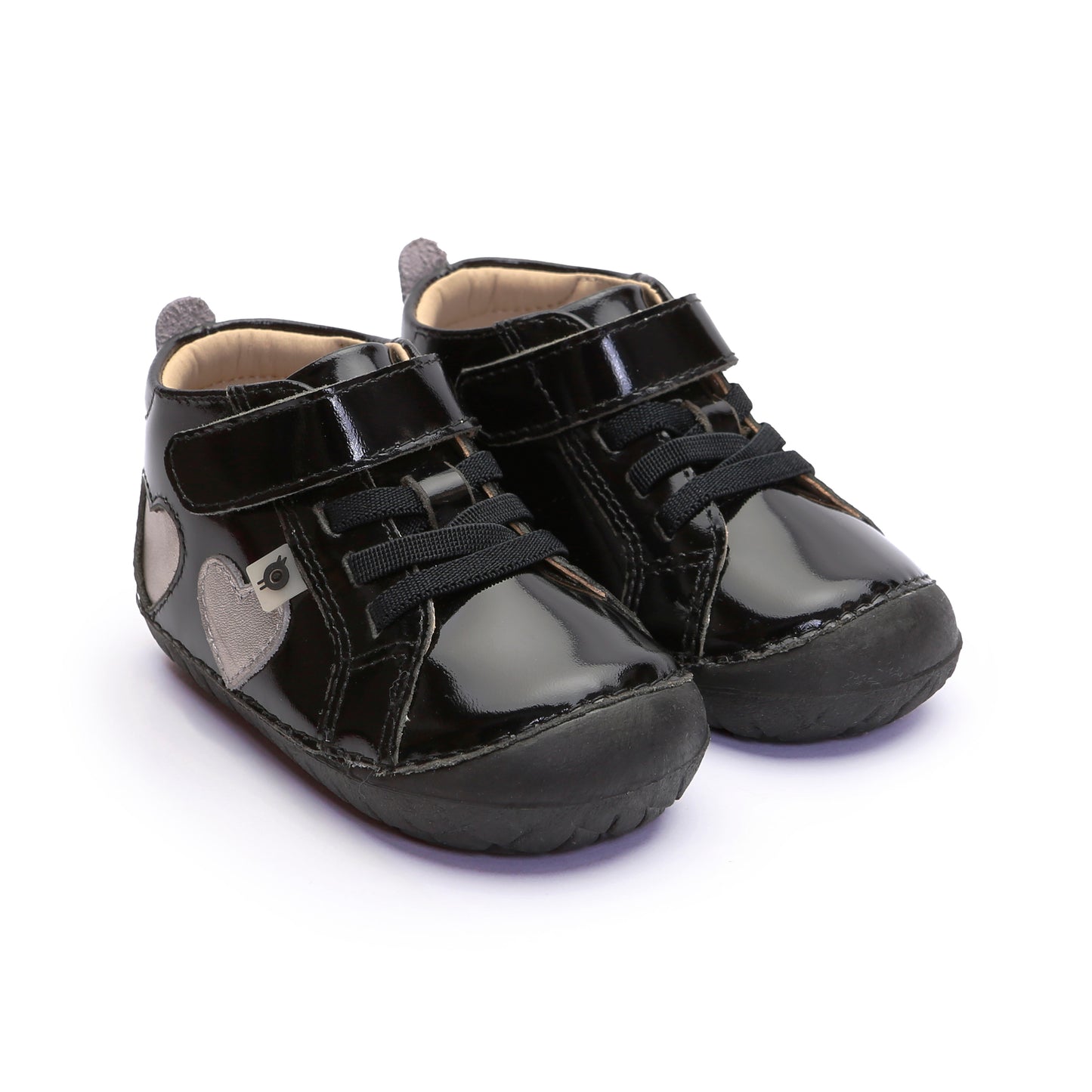 Old Soles 4097 Harper Pave baby leather shoe in Black Patent and Millet Gold