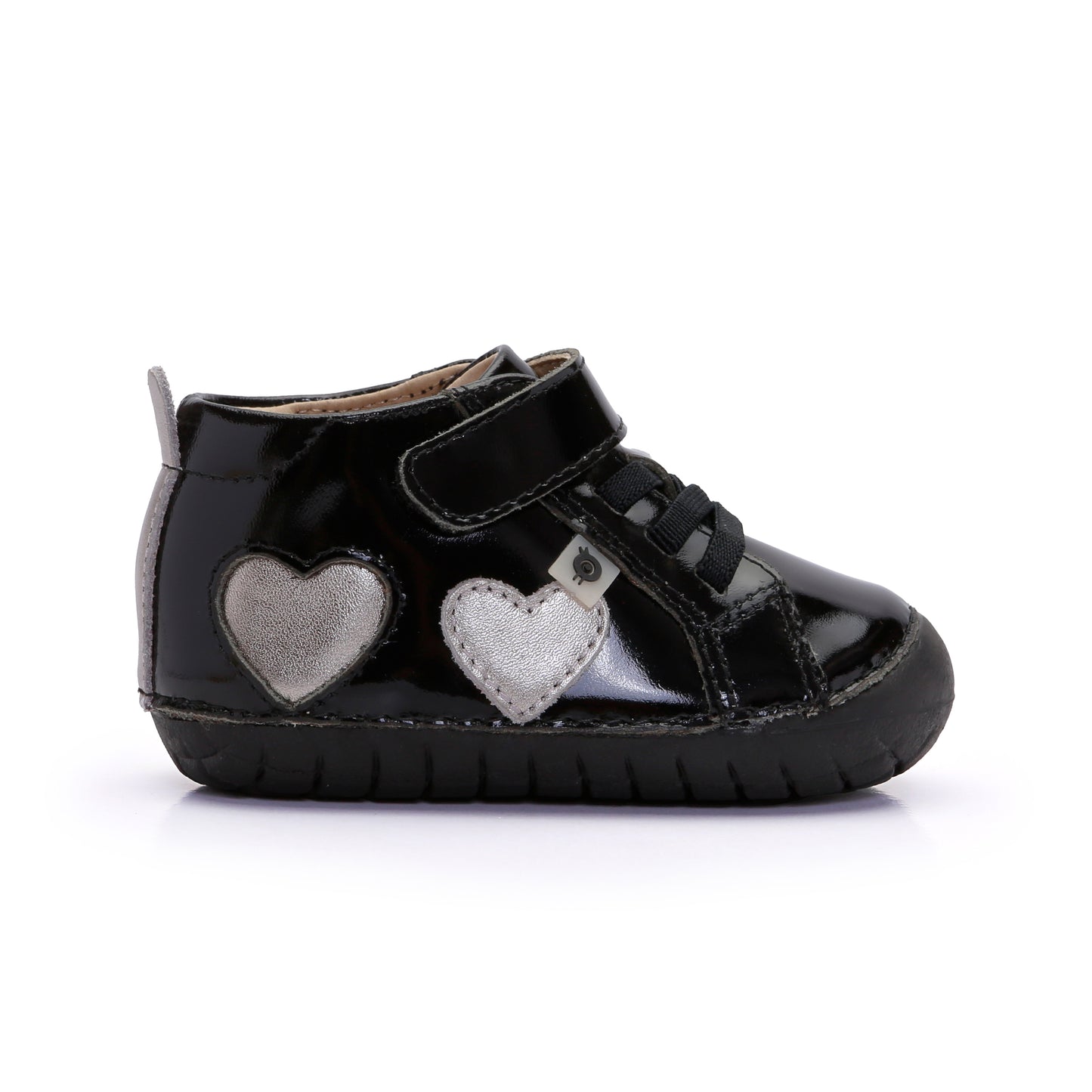 Old Soles 4097 Harper Pave baby leather shoe in Black Patent and Millet Gold