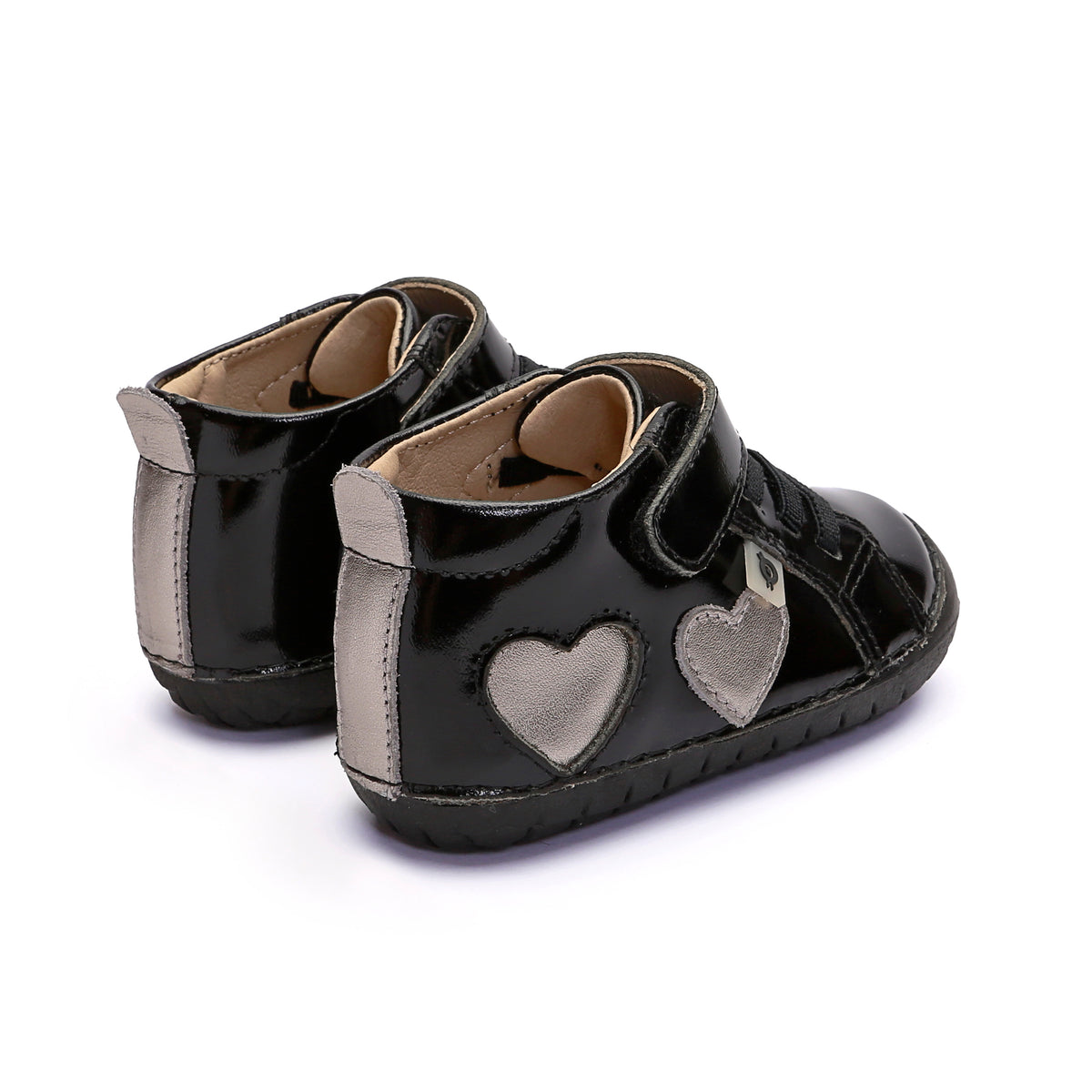 Old Soles 4097 Harper Pave baby leather shoe in Black Patent and Millet Gold