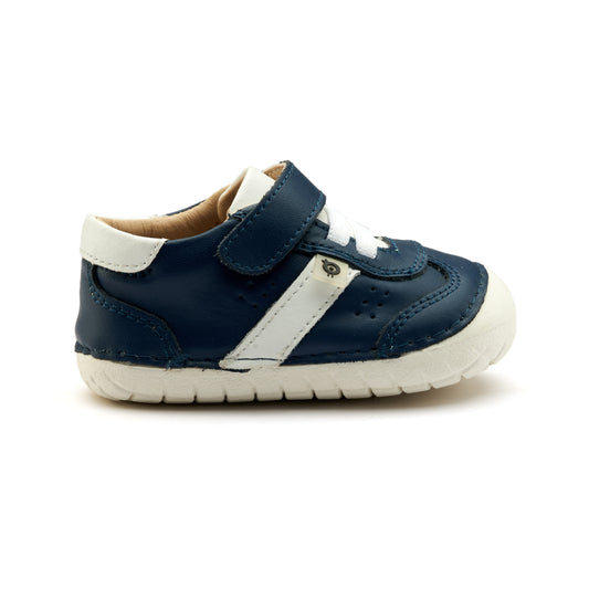Old Soles 4100 Roady Pave kids leather sneaker in Denim and Snow with pave detail