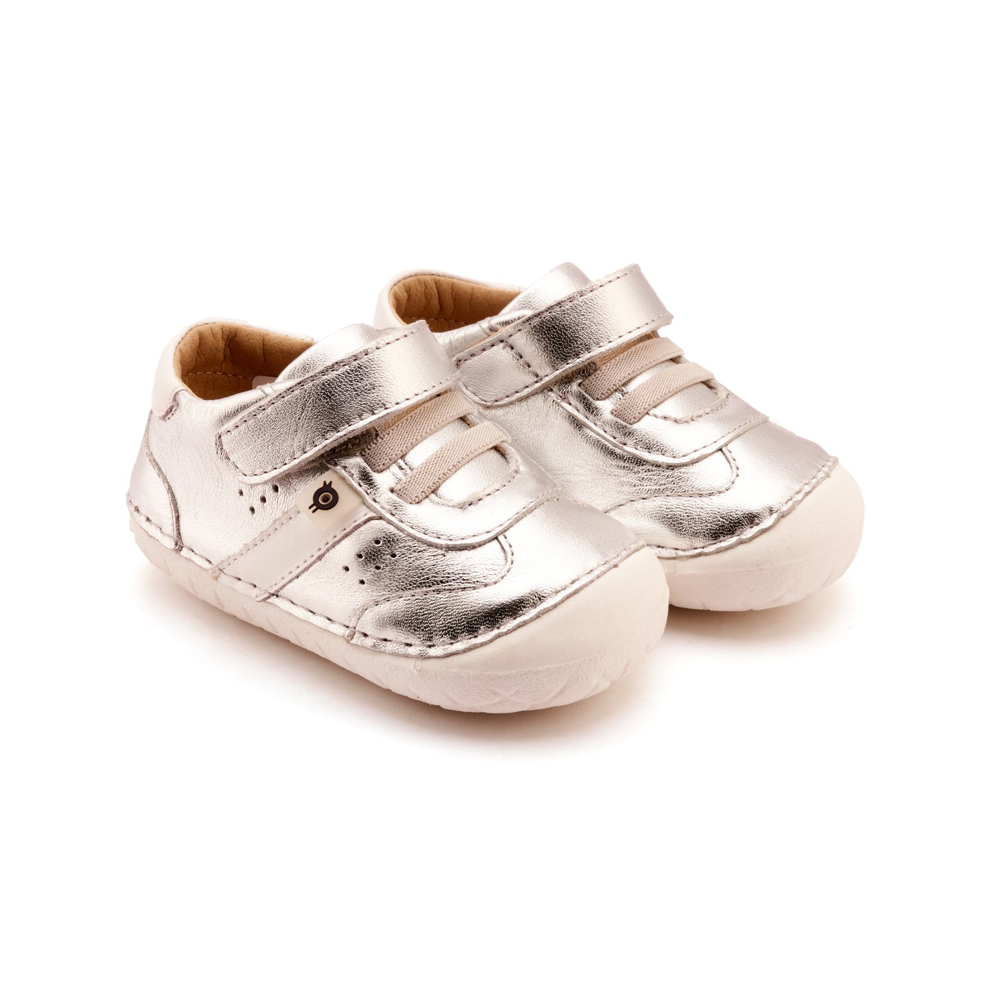 Old Soles 4100 Roady Pave kids leather sneaker in Silver and Snow with pave detail