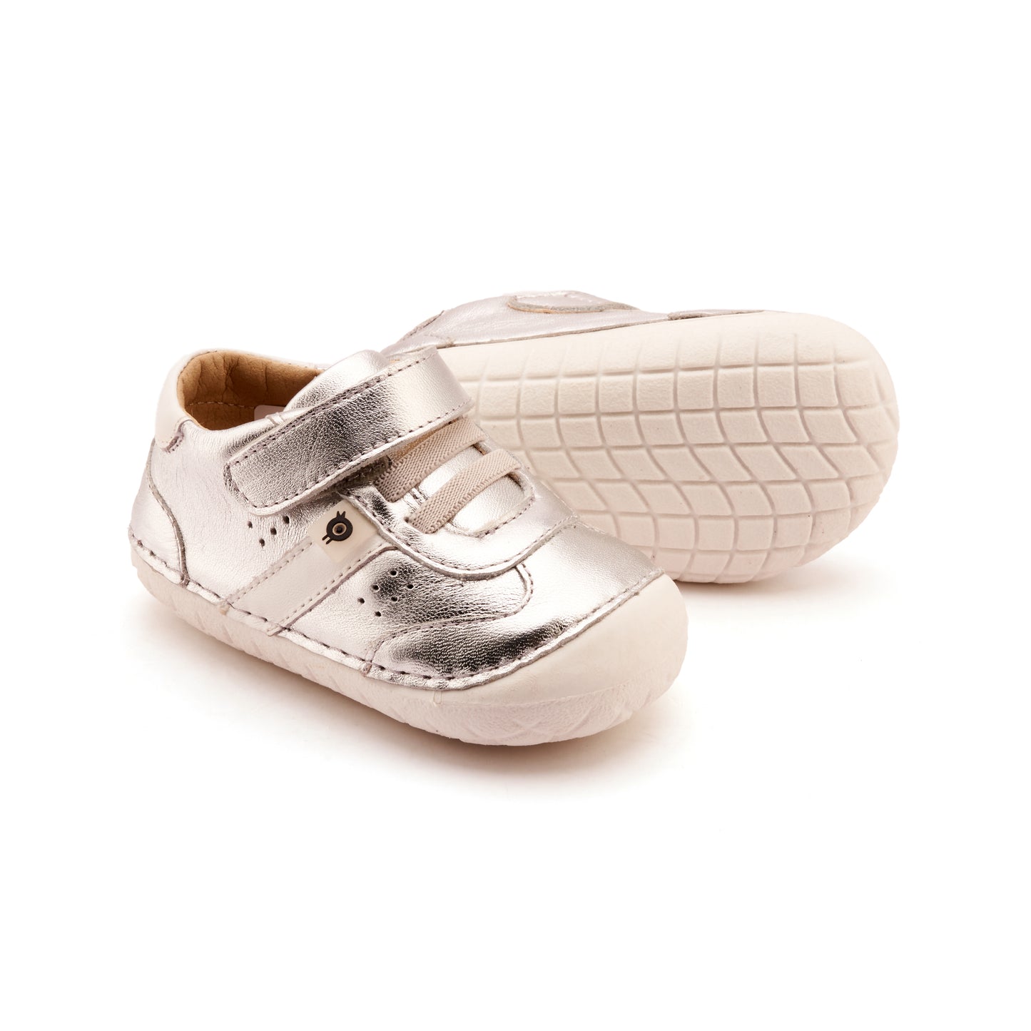 Old Soles 4100 Roady Pave kids leather sneaker in Silver and Snow with pave detail