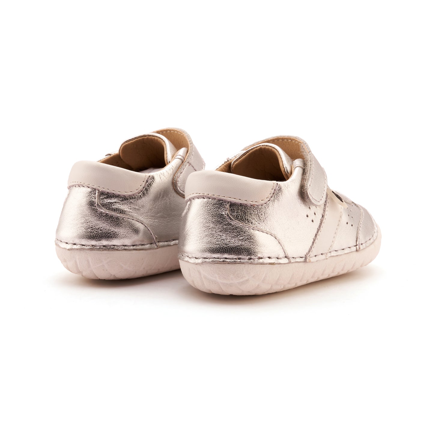 Old Soles 4100 Roady Pave kids leather sneaker in Silver and Snow with pave detail