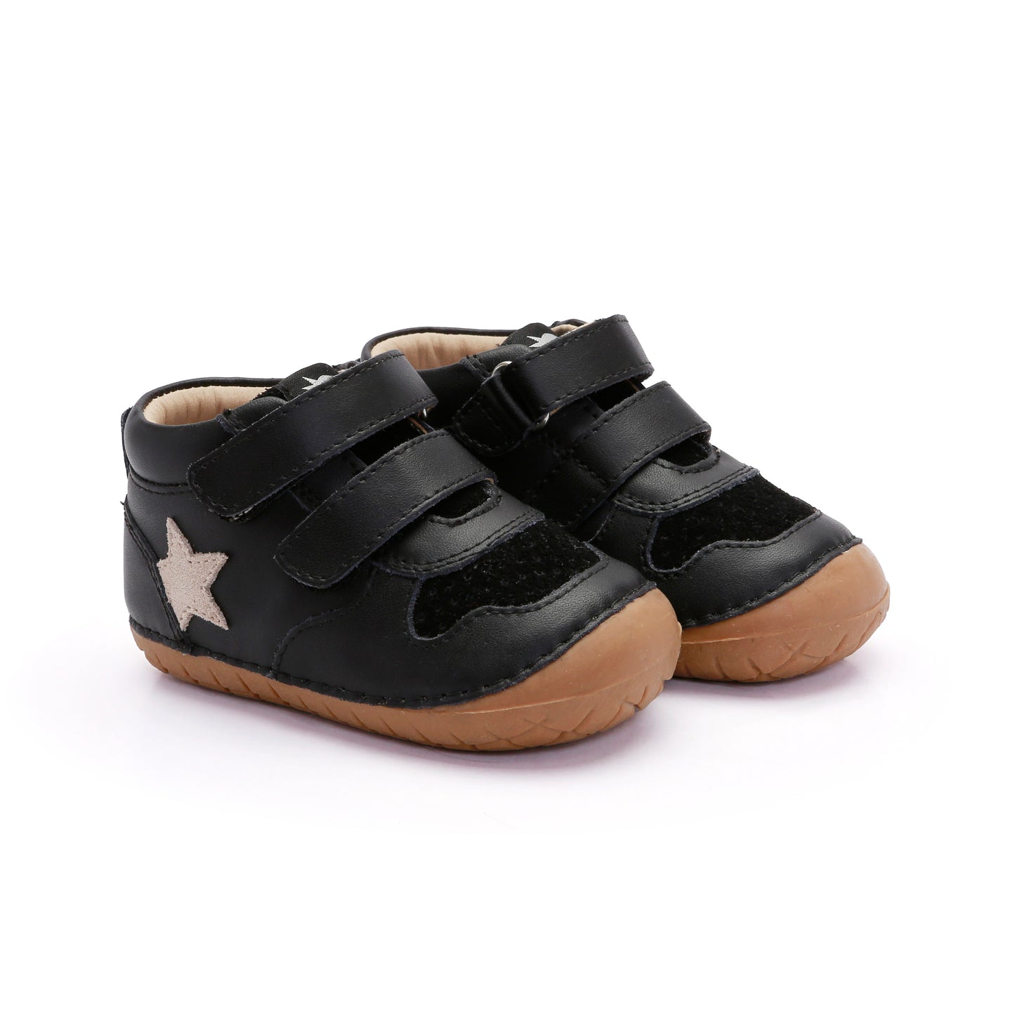 Old Soles 4110 Team Pave kids leather shoe in Black and Sand Suede with pave detail