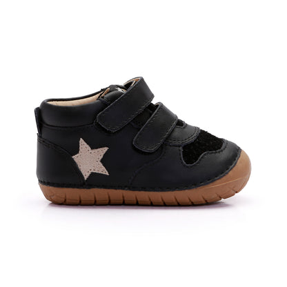 Old Soles 4110 Team Pave kids leather shoe in Black and Sand Suede with pave detail