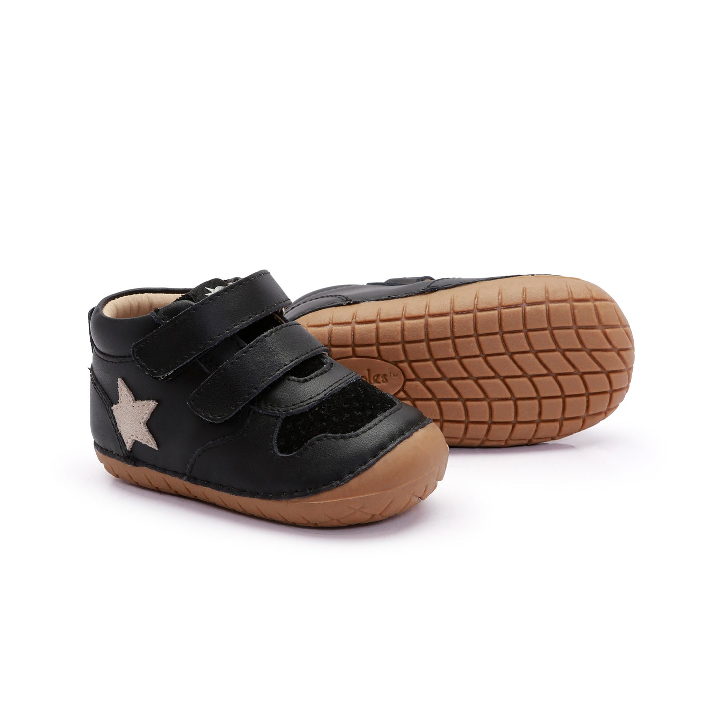 Old Soles 4110 Team Pave kids leather shoe in Black and Sand Suede with pave detail