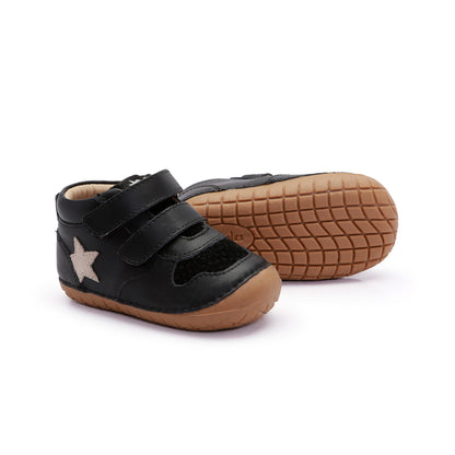 Old Soles 4110 Team Pave kids leather shoe in Black and Sand Suede with pave detail
